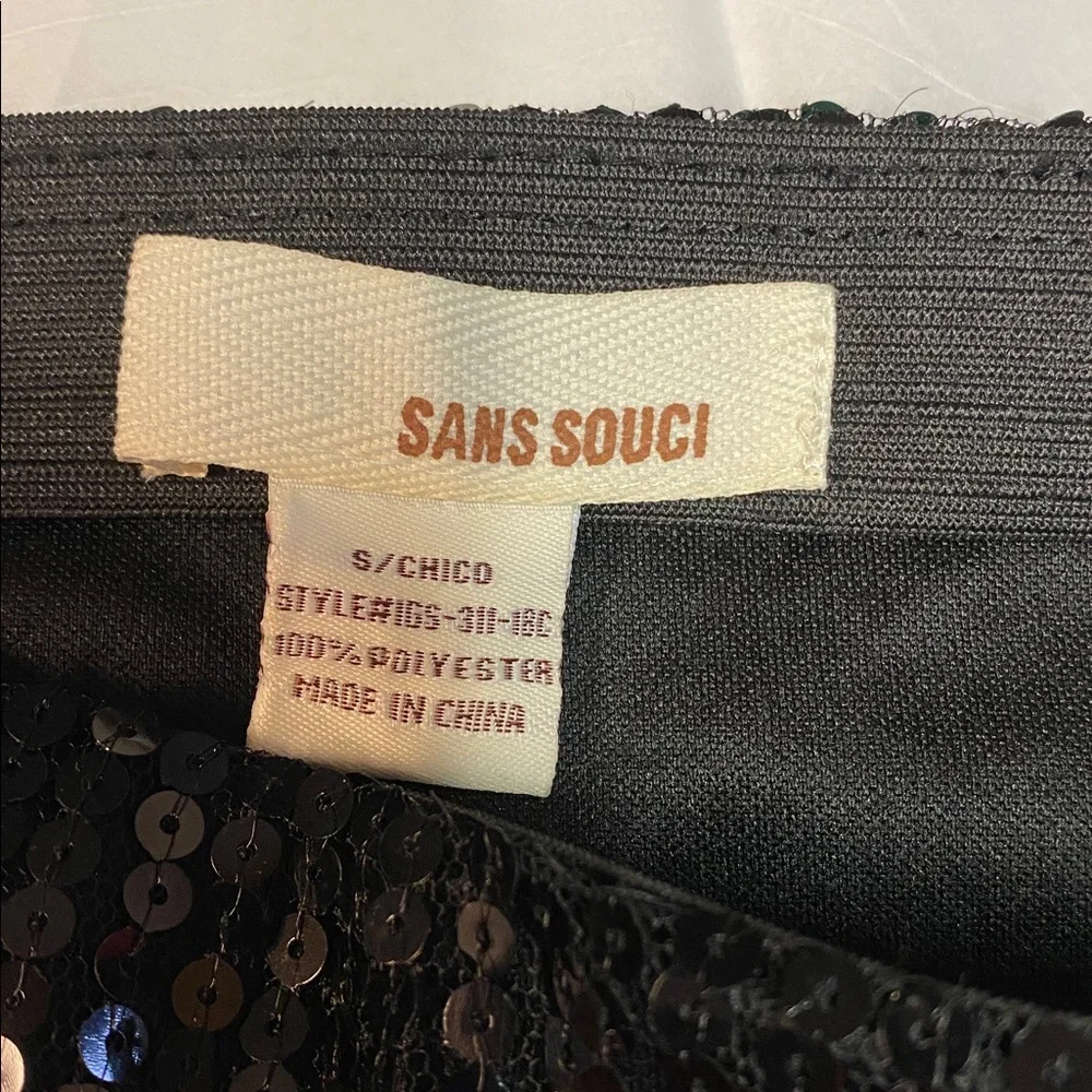 Sans Souci Black and Red Sequin Crop Top Sz S - Picture 5 of 7